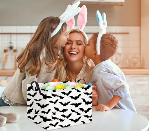 Image of Rectangular Batman Basket Kids Baby Storage Basket Cute Kids Toy Storage Bin Organizer Shelf Book Bat Room Decor(Black Bats)