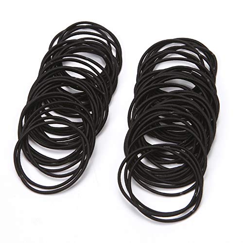 LJ Exclusives 100 Pcs Hair Ties Hair Elastics bands - Mini Hair Elastics for Ponytail ,Black Thin 2mm Hair Elastics
