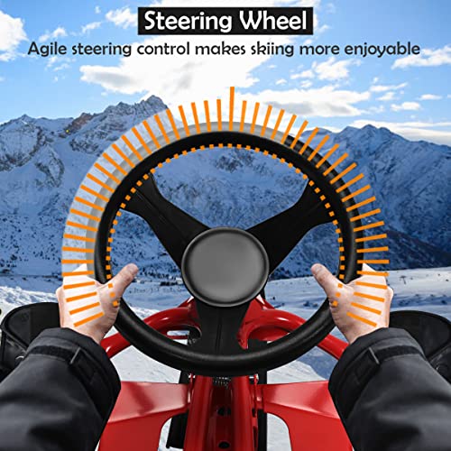 Goplus Snow Racer Sled, Ski Sled Slider Board With Steering Wheel, Twin Brakes, Retractable Pull Rope, For Kids Age 6 & Up, Holds Two Children Or A Teenager (Reinforced Version) #TOP5