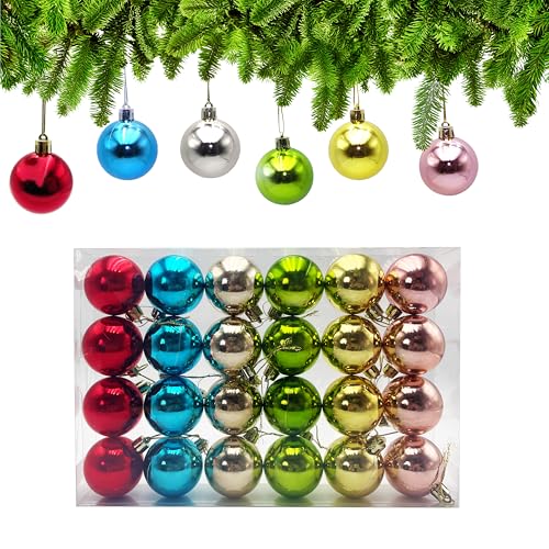 Xcdhemde® Set 24 Palline di Natale, Palline Natale Rosse Plastica 5cm, Addobbi e Decorazioni Per Albero Di Natale (Cinque Colori)