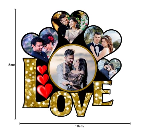 Image of Customized Love Photo Frame for Gifts | Personalized Multi Photo Collage Frame with Custom Photo Printing | Romantic Couple Memory Frame for Anniversary, Wedding, Birthday & Valentine Gift