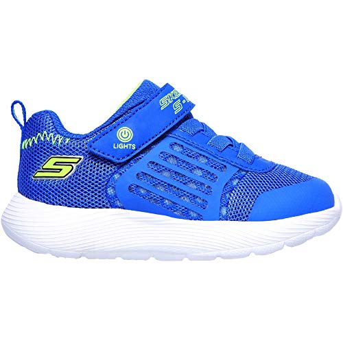 Image of Skechers Boys S Lights Powered Light Up Trainers Dyna-Lights 90740 - Blue/Lime Textile - UK Size 5 - EU Size 22 - US Size 6