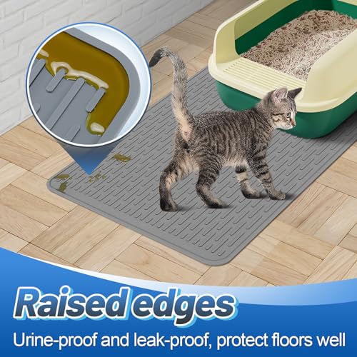 MEWTOGO Tapete de areia de silicone para gatos - 39 x 69 cm, impermeável, antiderrapante, tapete par
