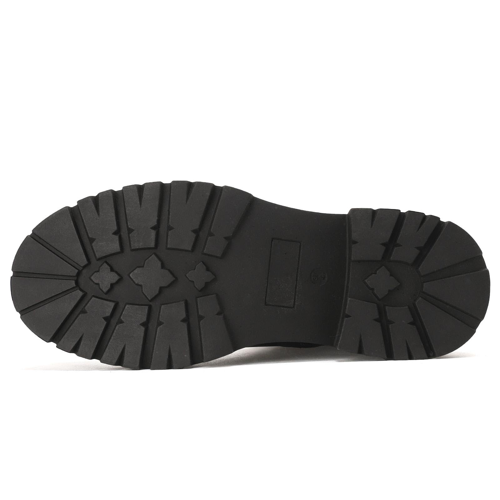 Putu Damen Stiefel Plateau mit Blockabsatz und Profilsohle 36-41 | Knielange Damen Stiefel mit Plateau, Kunstleder-Obermaterial, seitlichem Reißverschluss und grober Profilsohle für Alltag
