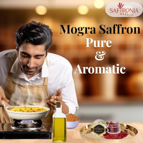 Image of Saffronia Mart Original Kashmir Mongra Saffron Certified Grade A++ Kesar for Biryani, Beauty, Improved Health and Tilak (1 g, 3, count)