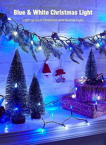 Brightown Battery Operated Christmas String Lights, 8ft 20 LED Mini Lights with Timer, Christmas Tree Lights for Indoor Outdoor Bedroom Wedding Party Holiday Xmas Decoration,Blue & White - Image 3