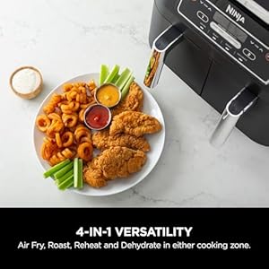 Ninja Foodi 4 in 1 8-Quart 2-Basket Air Fryer with DualZone Technology, Air Fry, Roast, Reheat, and Dehydrate - Black (DZ100) Ninja Foodi 4 in 1 8 Quart 2 Basket Air Fryer with DualZone Technology Air Fry Roast Reheat and Dehydrate Black DZ100