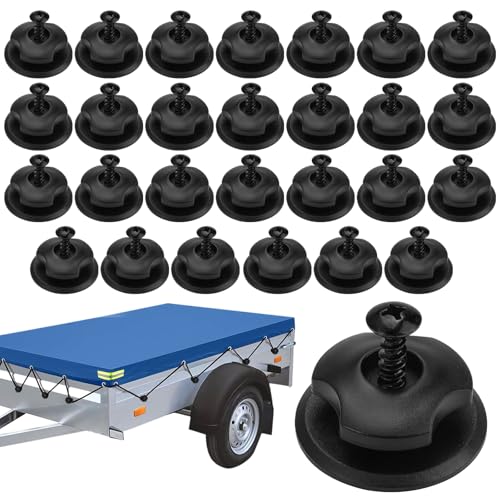 20 Pièces Bâche Boutons Ronds, Crochet Remorque en Plastique Dur, Crochet Ridelle de Bâche Ronds, Bouton de Bâche Remorque, Crochet Remorque Noir Crochet...