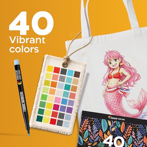 Zenacolor 40 Fabric Markers Pens Set - Non Toxic, Indelible and Permanent Fabric Paint - Fine Point Tip Textile Marker Pen by Zenacolor - Image 3