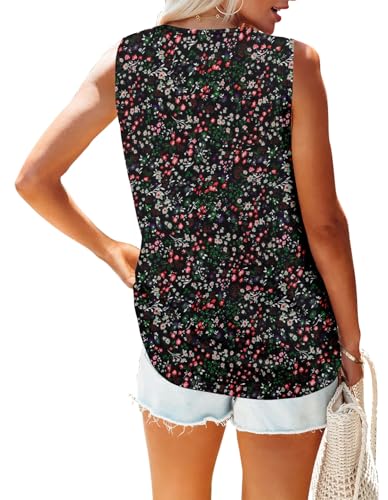 KISSMODA Tank Tops for Women Summer Casual Sleeveless Shirts Dressy Trendy V Neck Tunics Loose Notched Blouses S-3XL