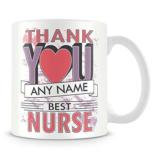 Nurse Thank You Mug - Personalised Cup Gift - Customise with Name - Pink