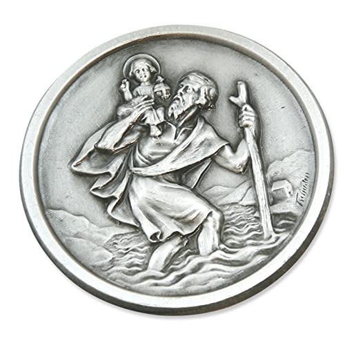 CHRISTOPHORUS AUTOPLAKETTE Ø 3 cm Aus Metall mit Magnet & KLEBEPAD Schlichte CHRISTOPHERUS AUTOMEDAILLE Schutzpatron der Reisenden Geschenk für Autofahrer MaMeMi