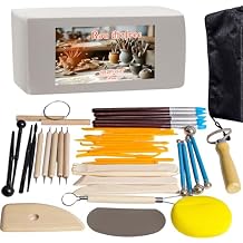 Air Dry Clay Kit 10 LBs + 42 Pcs Pottery Tools - Non-Toxic Organic Clay for Sculpting, Hand Modeling & Throwing, for Art Classes Ceramics Workshops White