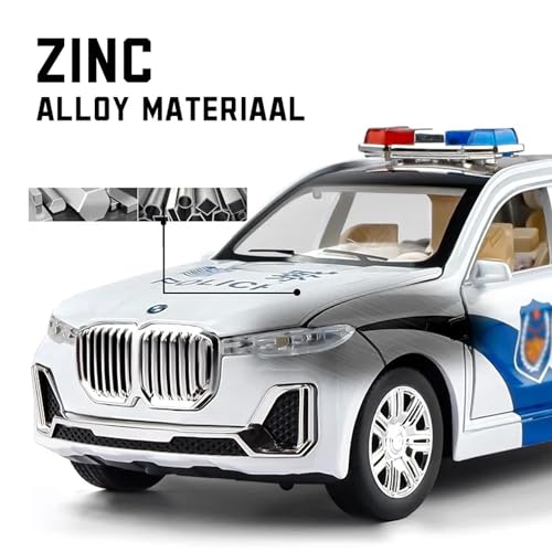 Image of Invite Enterprise Exclusive Alloy Metal Pull Back Die-Cast Car 1:32 Bmw X7 Police Toy Car Diecast Metal Pullback Toy Car With Openable 6 Doors,Light Music Boys Gifts Toys(1:32 B M W X7 Police-White)