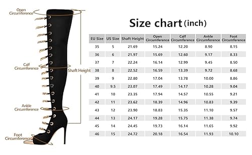 Onlymaker Women's Hollow Out Gold Metal Chain Slim Heels Over The Knee High Boots For Fashionistas Black Big Size 13 #TOP6