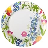 Caspari Summer Garden Paper Dinner Plates in White, 32 Count