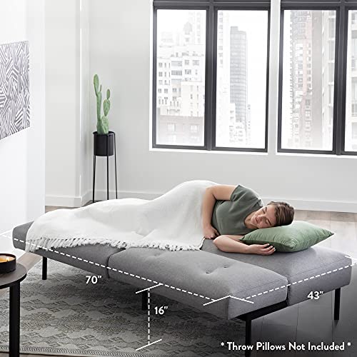 Edenbrook Gilman Futon - Futon Sofa Bed - Futon Couch - Small Futon - Living Room Furniture - Armless Sofa Bed Couch - Sleeper Sofa – Gray Linen Futon