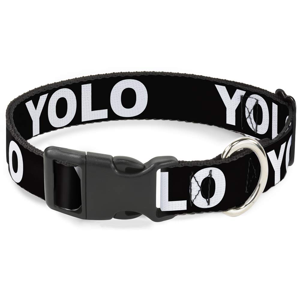 Collier Yolo Noir/Blanc en plastique à clip ajustable 9-38,1 cm