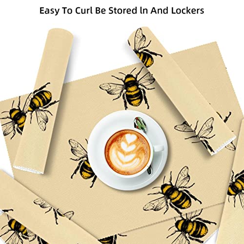 Set de table abeille antidérapant et résistant à la chaleur lot de 6