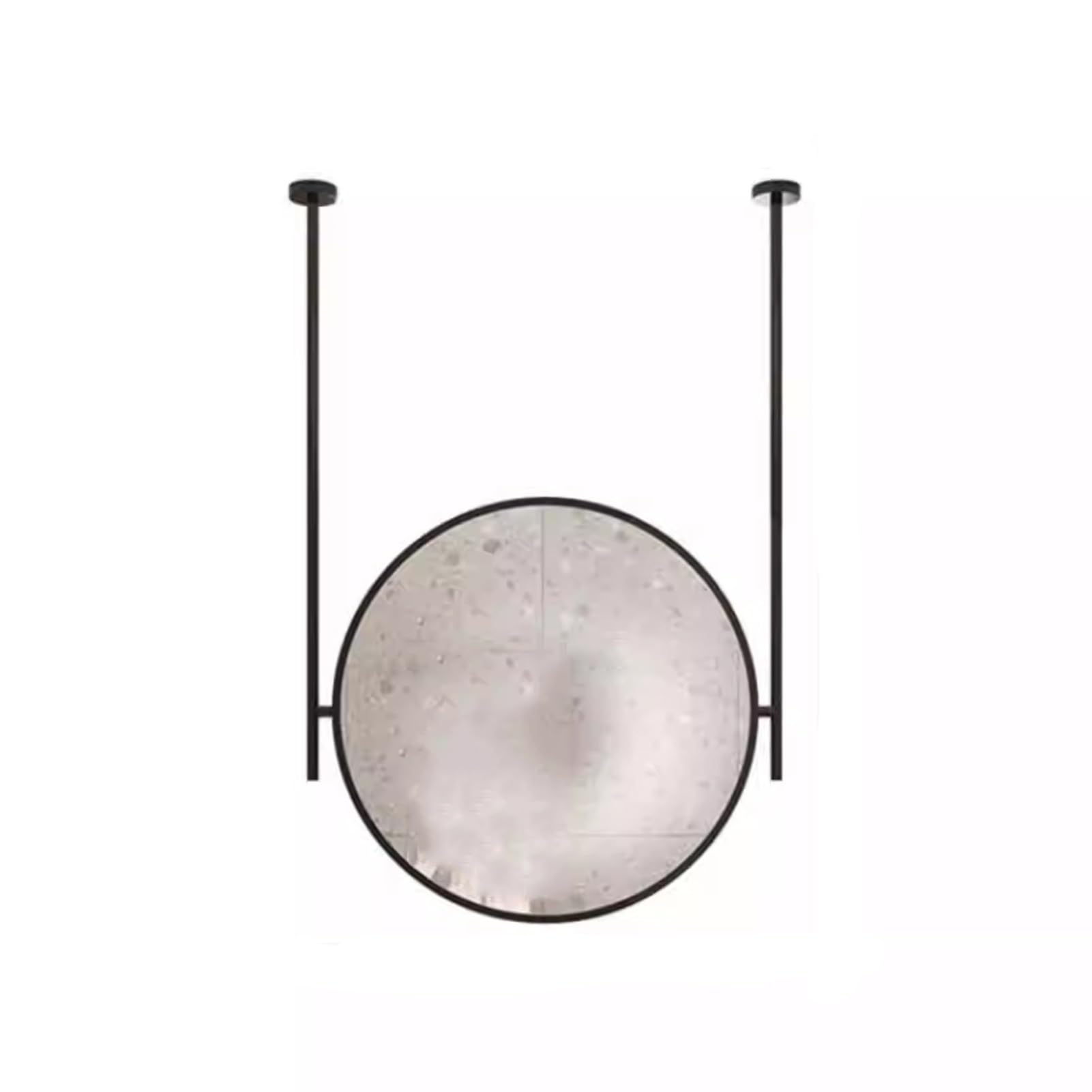 XTGDIEM Round Ceiling-Suspended Mirror – Suitable For Hallways, Bathrooms, And Vanities; Customizable Metal Rod(Black,60cm)