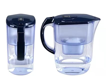 DAMASAY Alkaline Water Filter Pitcher-3.8L,Activated Carbon Filter-Reduces Limescale&Chlorine,Water Purifier-BPA Free,(1 Filter) (3.8L Blue)