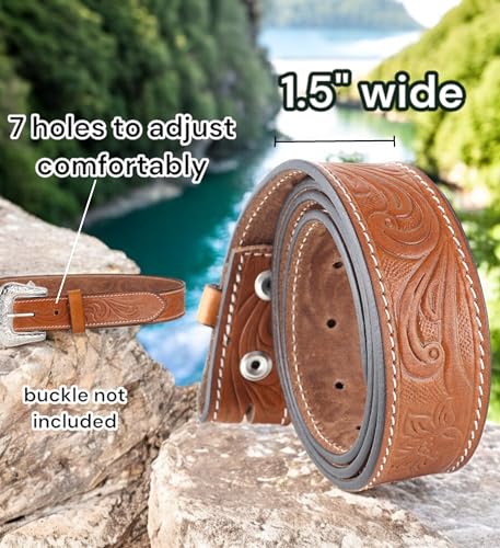 Image of F&L CLASSIC Western Belt without buckle for men - Full Grain Leather Cowboy Belts for jeans - One Piece Leather strap belt