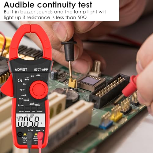 Image of AIOMST 570T-APP Clamp Multimeter, AC /DC 1000A Digital Clamp-on Meter with Data Logging, Measures Amp, Volt, Ohm, Capacitance, Frequency, Temperature, Continuity Electrical Tester