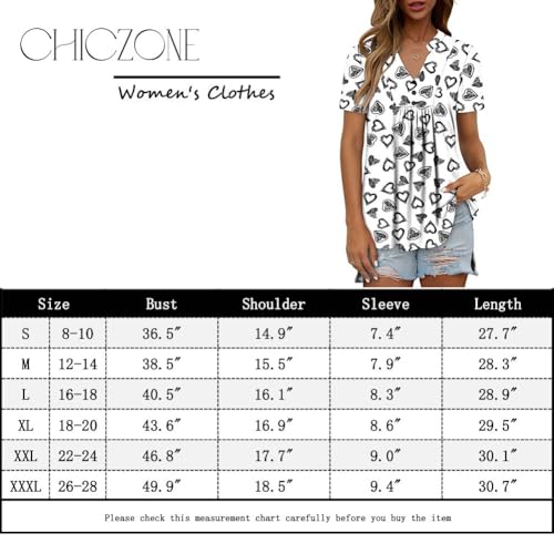CHICZONE Womens Short Sleeve Tops Henley Shirts V Neck Casual Summer Flowy Blouses Loose Fit - Image 5