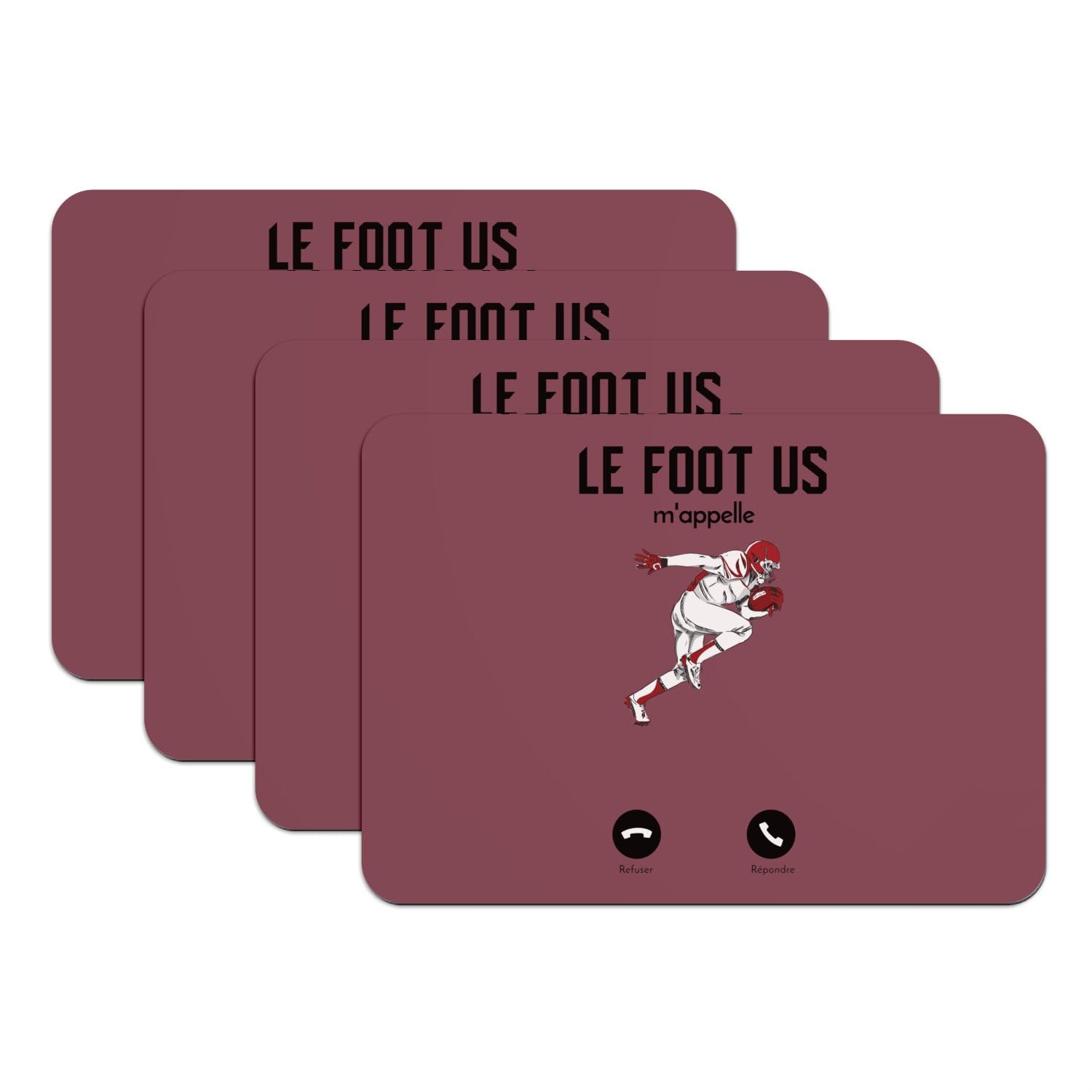 Sets de table antidérapants football américain pour protéger le mobilier tapis rouge lot de 4