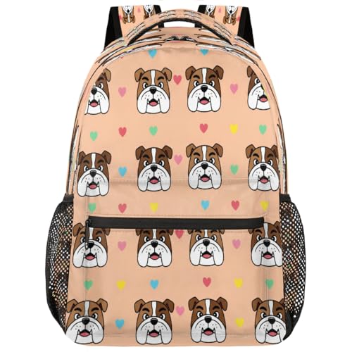 Mochila para laptop 15.6 universitario de diseño Bulldog Heart ligera