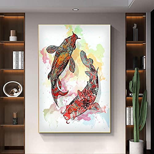 Affiches Poisson Koi sur toile d'art abstrait de haute qualité pour hôtel