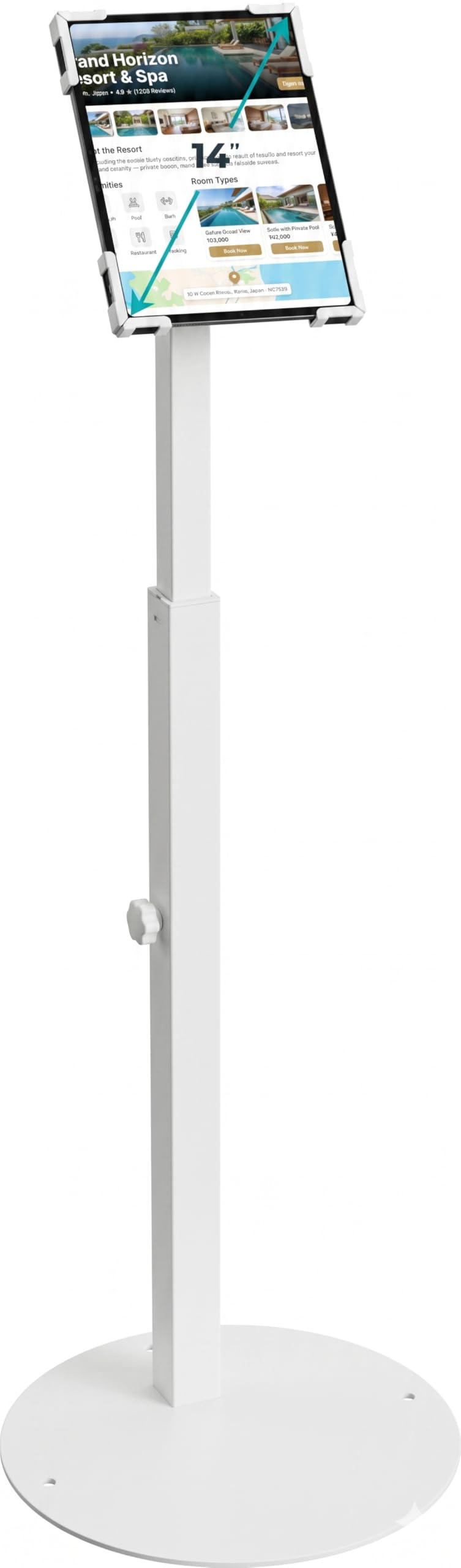 Photo 1 of BUSIVYTA Anti-Theft iPad Kiosk Stand, 360° Adjustable Tablet Floor Stand for Business Retail POS Checkout, Security Display Mount Fits 10-14" iPad Pro 12.9 11 10.9, Galaxy Tab & Surface Pro, White