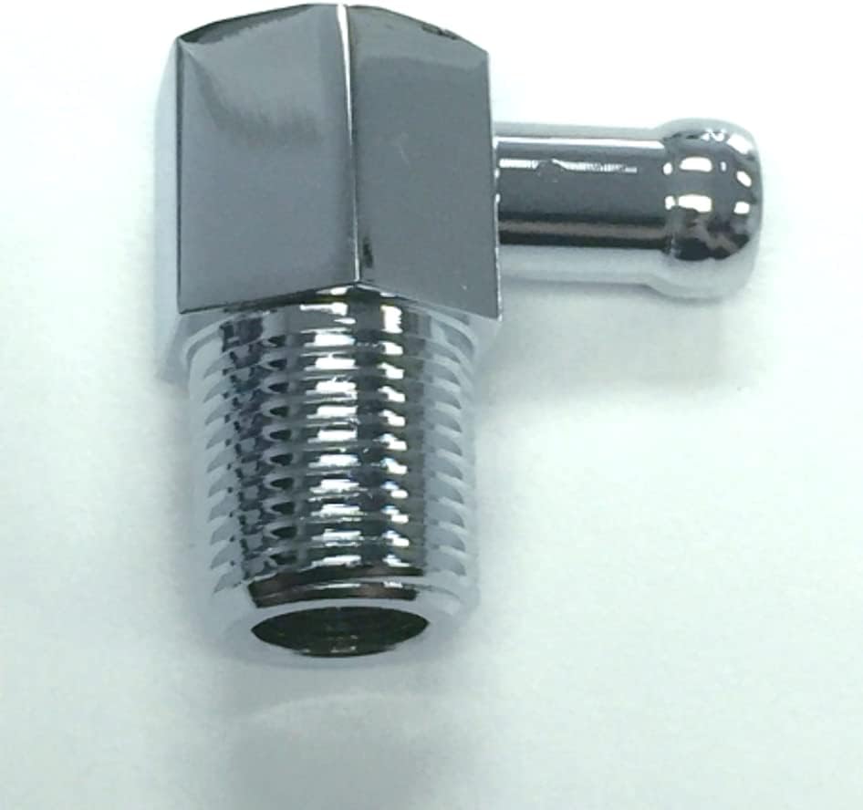 90° Intake Vacuum Fitting 3/8" NPT & Hose, Chrome Alum.