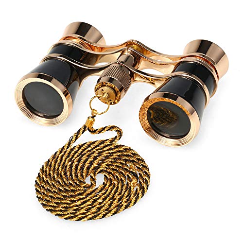 Ajcoflt 3x25 Ópera Óculos Lente Retro Corpo de Metal Mini Binóculos de Teatro com Corrente/Alça para