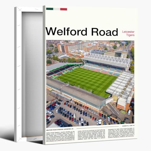 Leicester Tigers Welford Road Stadium Canvas Wall Art 8x12