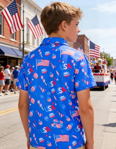 Cuddomper Boys 4th of July Polo Flag Golf Shirt USA Celebration 11-12 Years - image 3