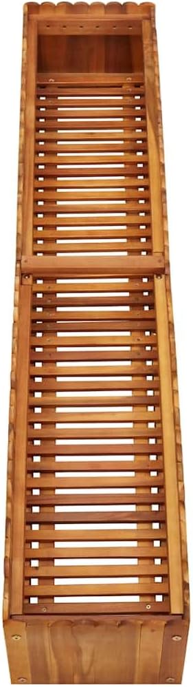 vidaXL Garden Raised Bed in Solid Acacia Wood - ic Design, Weather, with Slatted Base for Drainage, Ideal for Outdoor Plant or Flower Beds, Natural Wood Color