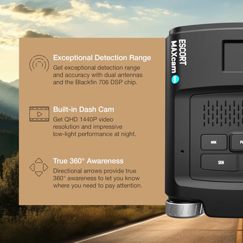 Escort MAXcam 360c Laser Radar Detector and Dash Camera - Great Range, 360° Protection, Shared Alerts, Incident Reports, Apple CarPlay and Android Auto Compatible, 16GB SD Card Included by Escort - Image 3