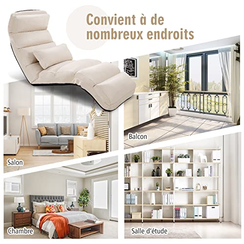 Méridienne Réglable Daim 5 Positions Beige RELAX4LIFE