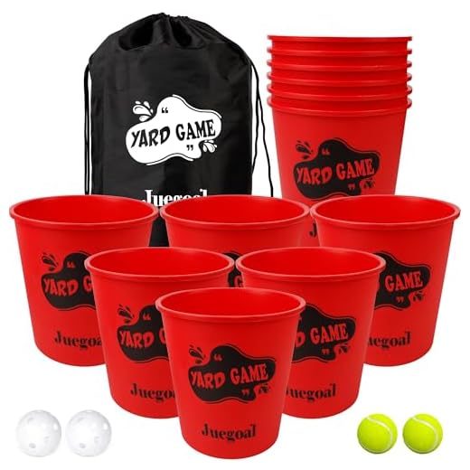 Juegoal Yard Pong, Outdoor Giant Yard Games Pong Game Set with Durable Buckets and Balls, Cup Pong Throwing Game for Beach, Camping, Lawn and Backyard
