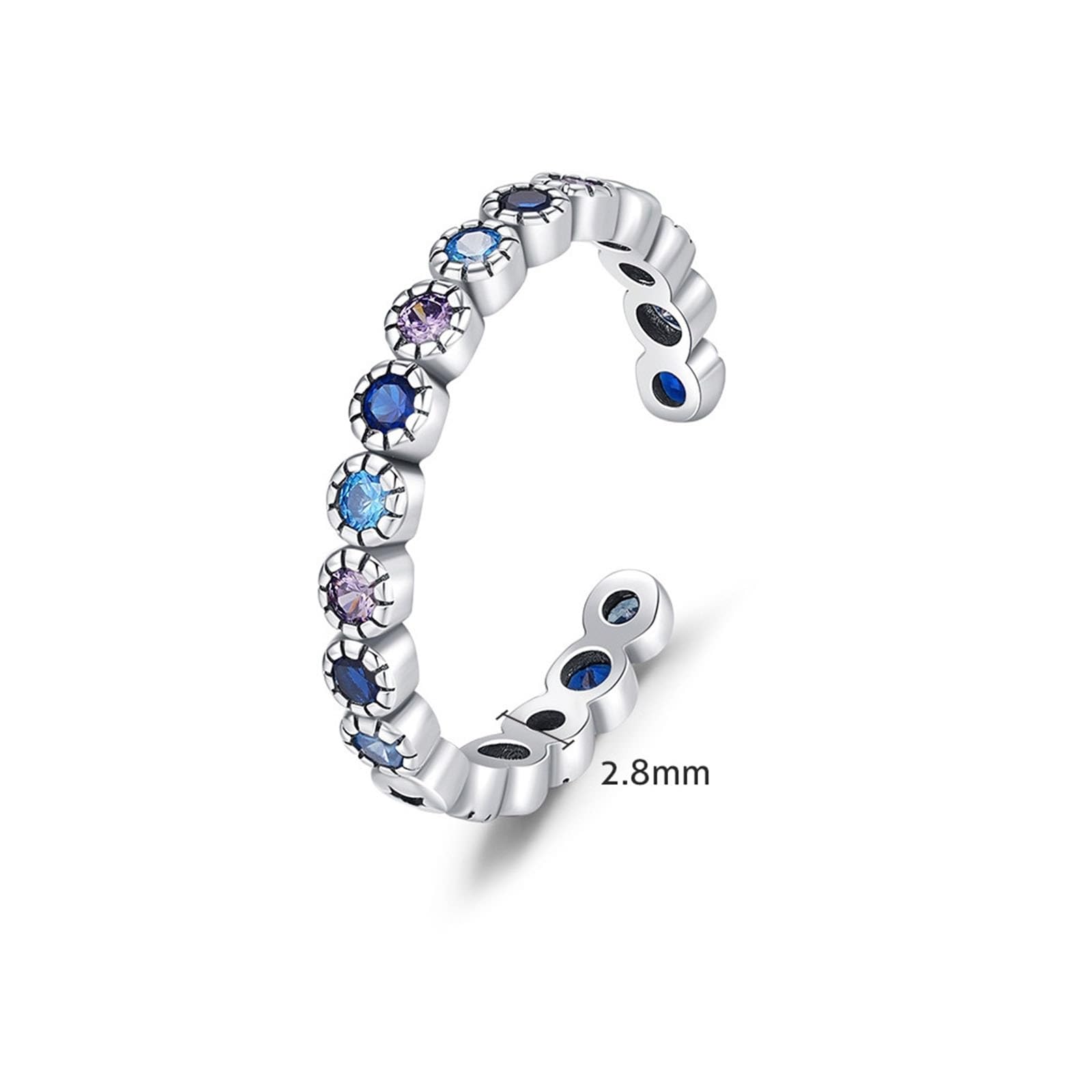 AMDXD Anillo de boda de oro auténtico de 9 K/14 K, retro, abierto, ajustable, con laboratorio, zafiro, azul y lila, Au 375/585 oro blanco, talla 47-62