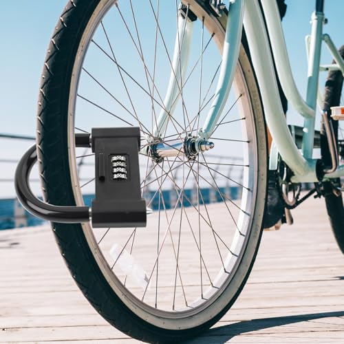 Image of 4 Digit Combination Lock, 5.7in Outdoor Combo Lock Weatherproof,16mm Thickness Uncuttable Bike Locks, for Bike, Bicycle, Escooter, Motorcycle, Gym Locker, Gates, Wheel, Suitcase, Black