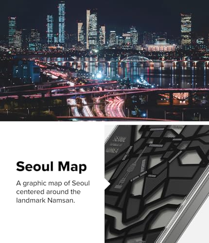 Image of Ringke Fusion Design Compatible with Samsung Galaxy S25 Plus Case Cover Hard Graphic Designed Back Soft Flexible TPU Bumper Scratch Resistant Natural Form Galaxy S25 Plus Back Cover - Seoul Map Black