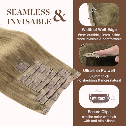 Image of GOO GOO Seamless Clip in Hair Extensions Real Human Hair Remy Extensions
