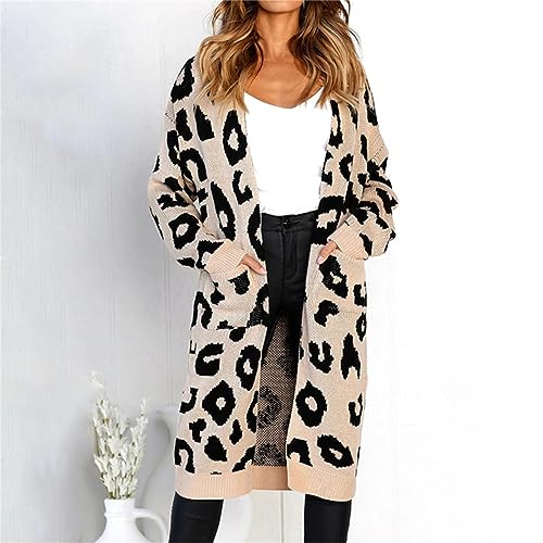 Women‘s Fall Winter Sweater Cardigans Leopard Print Long Sweater Coiats for Women2