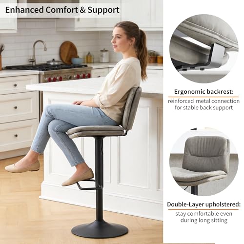 Image of FIRAVOE Adjustable Bar Stools Set of 2, Swivel Counter Height Chairs