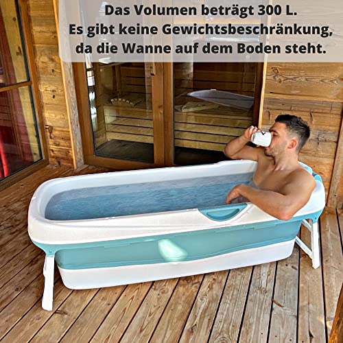 CRS faltbare Badewanne Erwachsene XXL 158cm | Klappbare mobile Badewanne für Dusche und Badezimmer | tragbare Klappbadewanne zum Aufstellen Blau – Bild 5