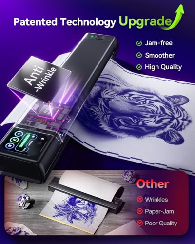 Phomemo M08F Plus Tattoo Stencil Drucker Touchscreen Thermodrucker Tattoo Bluetooth Professioneller Schablone Drucker mit 10pcs Premium Transferpapier