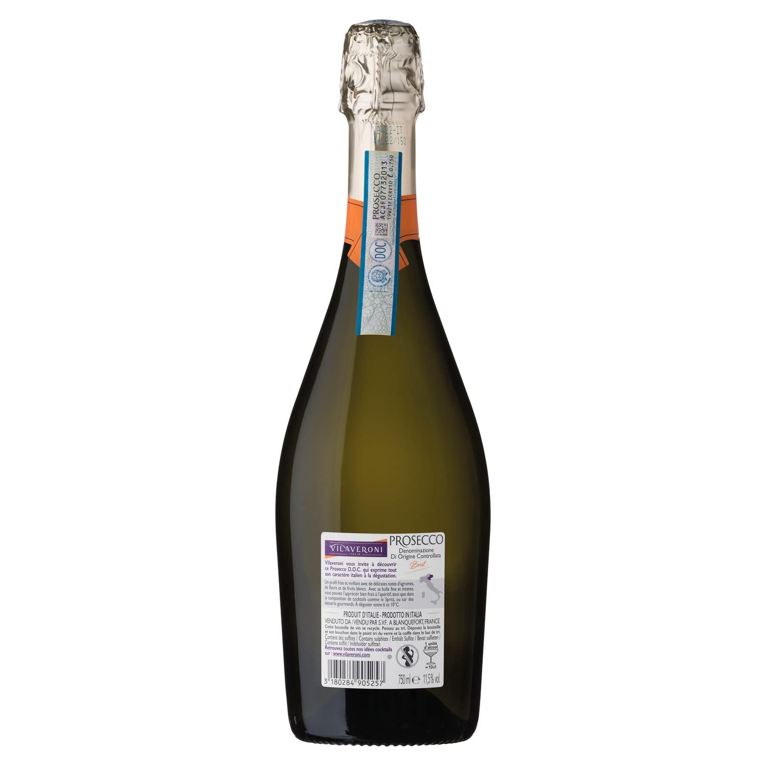 Vilaveroni - Prosecco DOC Brut - Vino Espumoso Italiano - 6 botellas x 75 cl