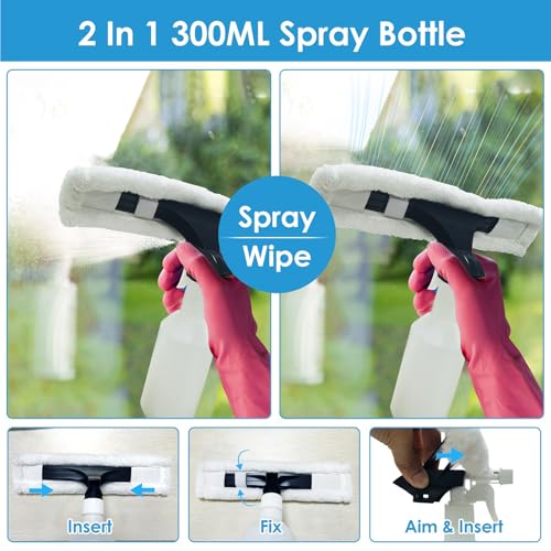 Image of Window Vacuum Squeegee, Rechargeable Window Vac, 4 in 1 Cordless Window Vacuum Cleaner, Electric Window Cleaning Tool for Windows, Shower Doors, Mirrors, Tiles, Water Tank